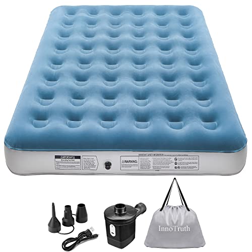 InnoTruth Twin Camping Air Mattress Bed, Single High Inflatable Airbed for Guests, Elevated Blow Up Mattresses with Handheld Rechargeable Pump, Portable and Foldable Bed for Home & Travel - aborderproducts