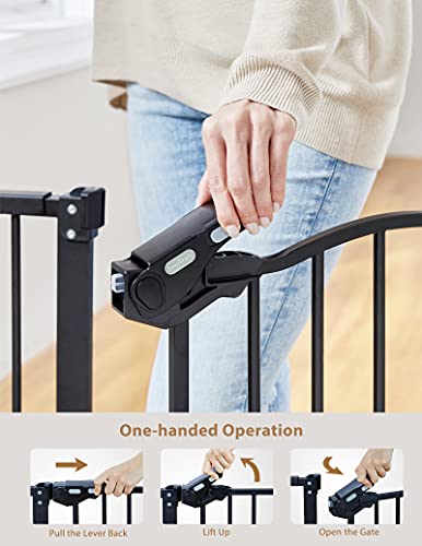 InnoTruth Wide Baby Gate for Dogs, Auto Close Pet Gate 29” to 39.6” Width with 30” Height, Tall Safety Coverage for Stairs, Hallways, Bedrooms, Wall Pressure Mount, Black - aborderproducts