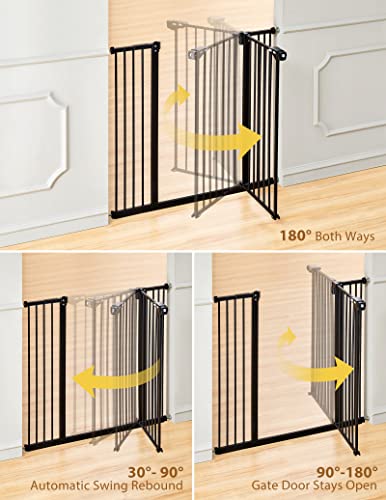 InnoTruth Extra Tall Baby Gate for Stairs and Doorways, 29”to 39.6” Adjustable Width with 36”Height,Dog Gate with Wall Pressure Mounted Frame, Auto Close Baby Gates for Toddler and Pet, Black - aborderproducts
