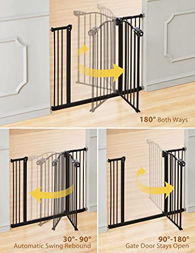 InnoTruth Wide Baby Gate for Dogs, Auto Close Pet Gate 29” to 39.6” Width with 30” Height, Tall Safety Coverage for Stairs, Hallways, Bedrooms, Wall Pressure Mount, Black - aborderproducts
