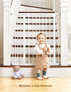 InnoTruth Extra Tall Baby Gate for Stairs and Doorways, 29”to 39.6” Adjustable Width with 36”Height,Dog Gate with Wall Pressure Mounted Frame, Auto Close Baby Gates for Toddler and Pet, White - aborderproducts