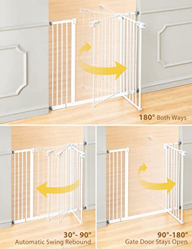 InnoTruth Extra Tall Baby Gate for Stairs and Doorways, 29”to 39.6” Adjustable Width with 36”Height,Dog Gate with Wall Pressure Mounted Frame, Auto Close Baby Gates for Toddler and Pet, White - aborderproducts