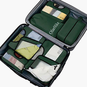 OlarHike Packing Cubes for Suitcases, 6 Set Travel Luggage Organizer Bags, Lightweight 4 Sizes Travel Cubes with Laundry Bag & Shoes Bag (Forest Green) - aborderproducts