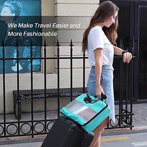 Veken 6 Set Packing Cubes, Travel Luggage Organizers with Laundry Bag & Shoe Bag (Teal) - aborderproducts