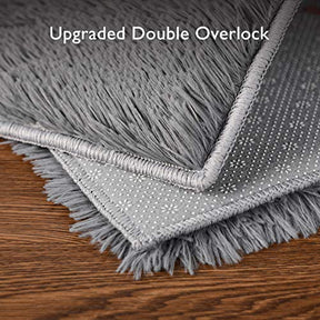 Ophanie Machine Washable Rugs for Bedroom, Fluffy Grey Shaggy Soft Area Rug, Non-Slip Indoor Floor Carpet for Living Room, Kids Baby Boys Teen Dorm Home Decor Aesthetic, Nursery, 4 x 5.3 Feet Gray - aborderproducts