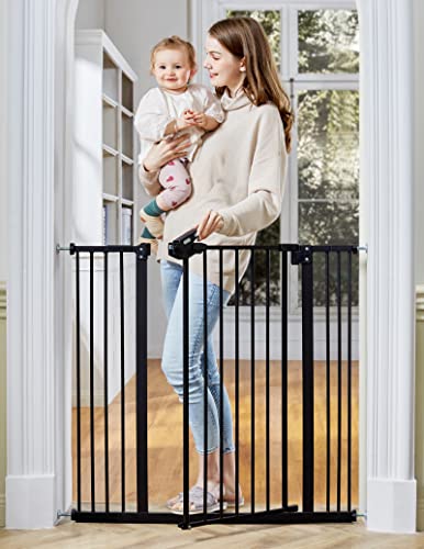 Baby Gate Extra Tall | 29” to 39.6” | Pure Black | InnoTruth-zoom-