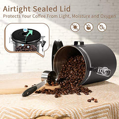 Veken Coffee Canister, Airtight Stainless Steel Kitchen Food Storage Container with Date Tracker and Scoop for Beans, Grounds, Tea, Flour, Cereal, Sugar, 22OZ, Gray - aborderproducts