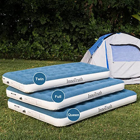 InnoTruth Camping Queen Air Mattress Bed, Single High Inflatable Airbed for Guests, Raised Elevated Blow Up Mattresses with Rechargeable Electric Pump, Portable and Foldable Bed for Home Travel - aborderproducts