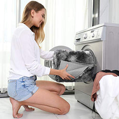 Ophanie Rugs for Bedroom, Machine Washable Fluffy Shaggy Soft Area Rug, Non-Slip Indoor Floor Carpet for Living Room, Kids Boys Teen Dorm Home Decor Aesthetic, Nursery, 4 x 5.3 Feet Black and Grey - aborderproducts