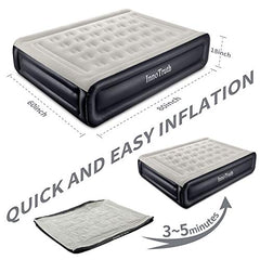 InnoTruth Queen Air Mattress with Built-in Pump Raised Inflatable Air Bed for Camping Double High Elevated Blow Up Mattress with Portable Carry Bag,Cool Black,Queen (80" X 60" X 18") - aborderproducts