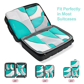 OlarHike 6 Set Packing Cubes for Travel, 4 Various Sizes and 6 Color Options, Luggage Organizer Bags for Travel Accessories, Travel Cubes for Suitcases (Teal) - aborderproducts