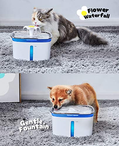 Veken 95oz/2.8L Pet Fountain, Automatic Cat Water Fountain Dog Water Dispenser with Smart Pump for Cats, Dogs, Multiple Pets (Silver, Stainless Steel) - aborderproducts