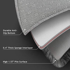 Ophanie Rugs for Bedroom, Machine Washable Fluffy Shaggy Soft Area Rug, Non-Slip Indoor Floor Carpet for Living Room, Kids Boys Teen Dorm Home Decor Aesthetic, Nursery, 4 x 5.3 Feet Black and Grey - aborderproducts