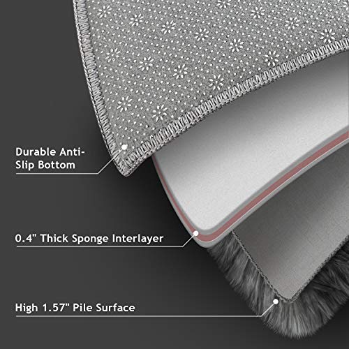 Ophanie | Area Rug | Shaggy Carpet | 4x5.3 Feet | Tie Tyed Black & Grey-zoom-