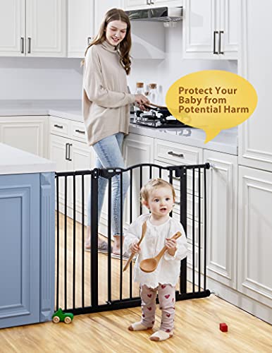 InnoTruth Wide Baby Gate for Dogs, Auto Close Pet Gate 29” to 39.6” Width with 30” Height, Tall Safety Coverage for Stairs, Hallways, Bedrooms, Wall Pressure Mount, Black - aborderproducts