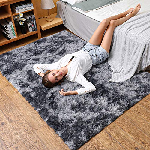 Ophanie 3 x 5 Feet Rugs for Bedroom, College Dorm Room Grey Small Area Rug,  Non